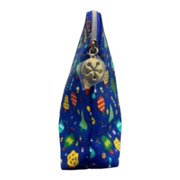 L'occitane Christmas Holiday Makeup Cosmetic Travel Bag Cotton Zippered Blue - Picture 2 of 5